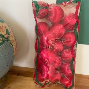 18 Vintage Red Satin Ball Ornaments